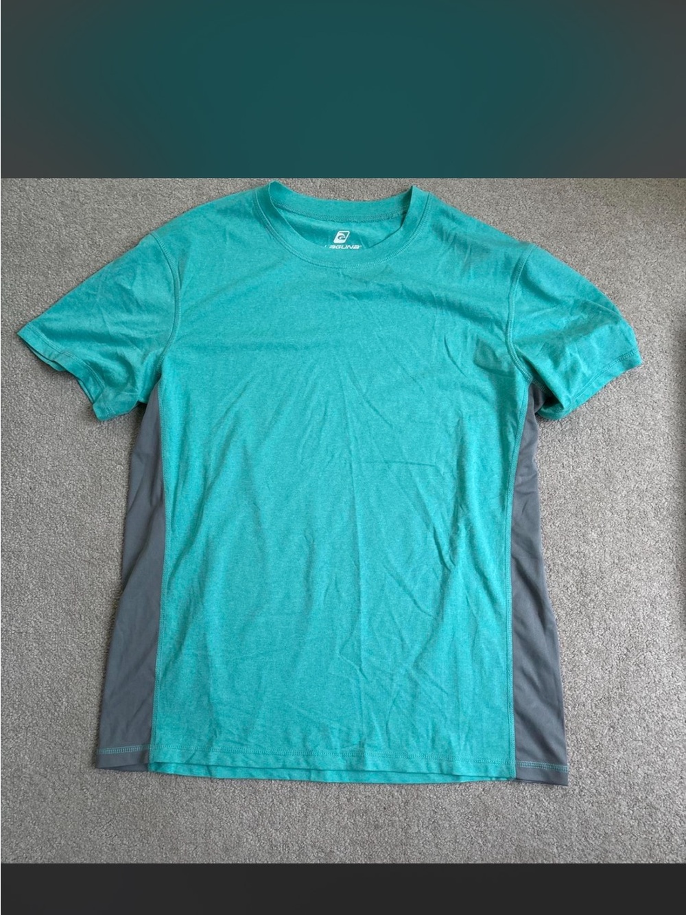 Laguna B Teal Short Sleeve Crew with Gray Side Panels